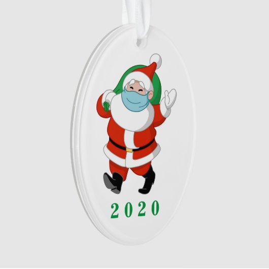  kerstman met medisch masker ornament (voorkant)