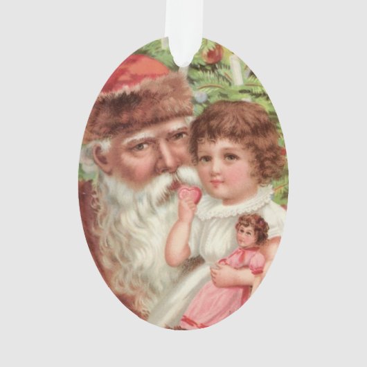  kerstman met meisjesversiering ornament (achterkant)