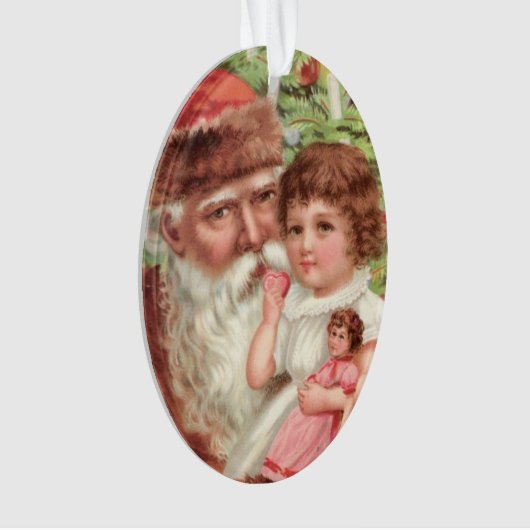  kerstman met meisjesversiering ornament (voorkant)