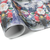 Kerstman met motor inpakpapier (Rol Hoek)