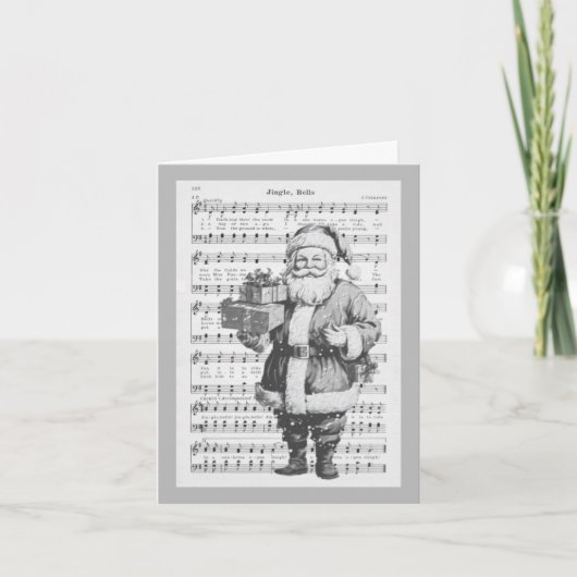 Kerstman met muziek bedankkaart (Voorkant)