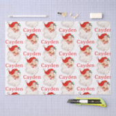 Kerstman met naam in het rood vintage tissuepapier (Craft)