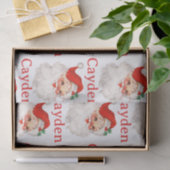 Kerstman met naam in het rood vintage tissuepapier (Geschenk)
