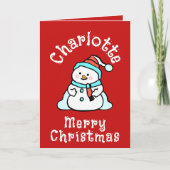 Kerstman met naam | Meisjes rode activiteit Feestdagen Kaart (Voorkant)