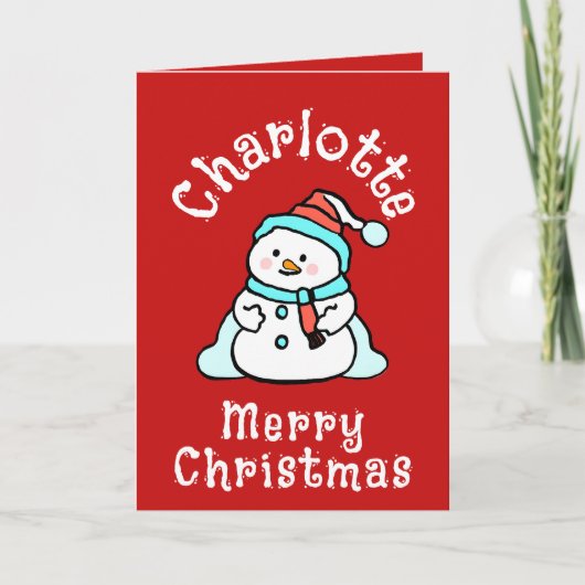 Kerstman met naam | Meisjes rode activiteit Feestdagen Kaart (Voorkant)