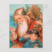  Kerstman met Naughty Child Kerstmis Briefkaart (Voorkant)