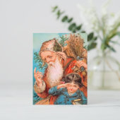  Kerstman met Naughty Child Kerstmis Briefkaart (Staand voorkant)