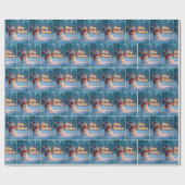Kerstman met neonbord cadeaupapier (Vlak)
