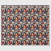Kerstman met Newfoundland Kerst Kunst Cadeaupapier (Vlak)
