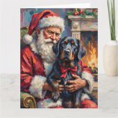 Kerstman met Newfoundland kerst kunst Kaart (Voorkant)