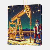 Kerstman met oliepomp Jack met kerstverlichting Keramisch Ornament (Links)
