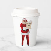 Kerstman met ondeugende lijst papieren bekers (Achterkant)