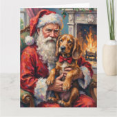 Kerstman met Otterhound Kerstkunst Kaart (Voorkant)