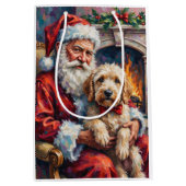 Kerstman met Oud-Engelse Herdershond Kerst Medium Cadeauzakje (Voorkant)