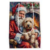 Kerstman met Oud-Engelse Herdershond Kerst Medium Cadeauzakje (Achterkant)