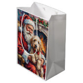Kerstman met Oud-Engelse Herdershond Kerst Medium Cadeauzakje (Achterkant Gekanteld)