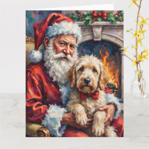 Kerstman met Oud-Engelse Schaapshond Kerstmis Kaart