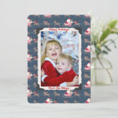 Kerstman met oude foto-lijst feestdagenkaart (Staand voorkant)