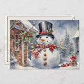 Kerstman met oude hoed en hulstbessen Kerstmis Feestdagenkaart (Voorkant / Achterkant)