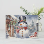 Kerstman met oude hoed en hulstbessen Kerstmis Feestdagenkaart (Staand voorkant)