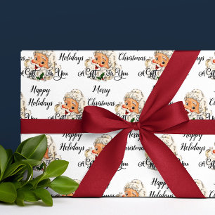  kerstman met ouderlijke fashioned Retro Kerstmis Cadeaupapier