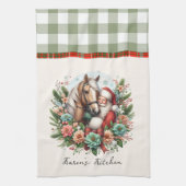 Kerstman met paard en kerst theedoek (Verticaal)