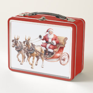 Kerstman met paarden die rendierhoorns dragen