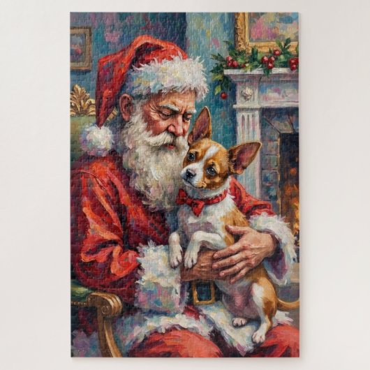 Kerstman met Papillon Kerstkunst Legpuzzel (Verticaal)