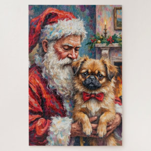 Kerstman met Pekingees Kerst Kunst Legpuzzel