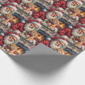 Kerstman met Perzische kat Kerstkunst Cadeaupapier (Hoek)