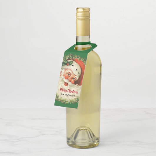  kerstman met pijnlijke kerstmis flessenhanger (Schuin)