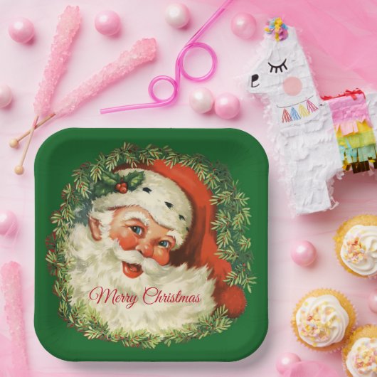 kerstman met pijnlijke kerstmis papieren bordje (Feest)