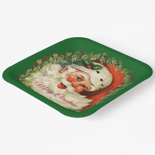  kerstman met pijnlijke kerstmis papieren bordje (Gebogen)