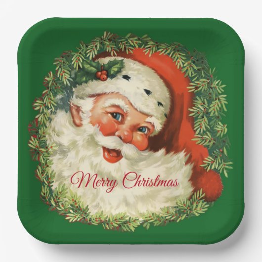 kerstman met pijnlijke kerstmis papieren bordje (Voorkant)