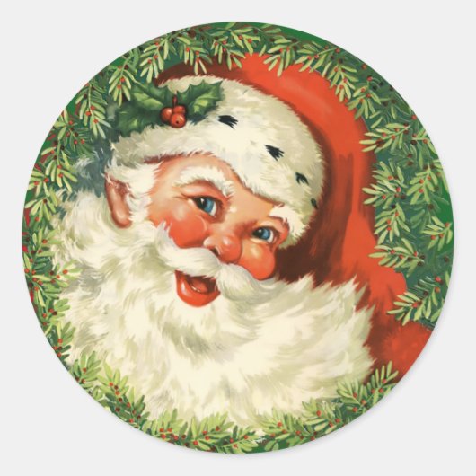 kerstman met pijnlijke kerstmis ronde sticker (Voorkant)