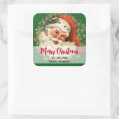 kerstman met pijnlijke kerstmis vierkante sticker (Tas)