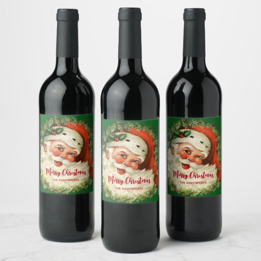 kerstman met pijnlijke kerstmis wijn etiket (Flessen)