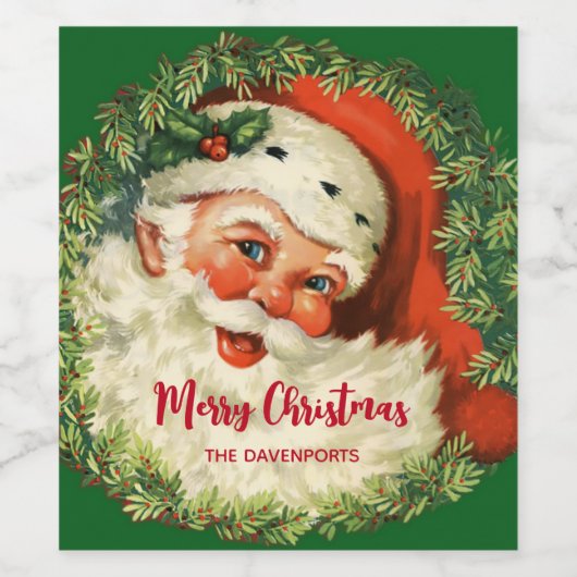 kerstman met pijnlijke kerstmis wijn etiket (Enkel label)