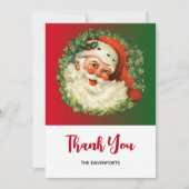 kerstman met Pine Wreate Hartelijk dank Bedankkaart (Voorkant)