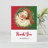 kerstman met Pine Wreate Hartelijk dank Bedankkaart (Staand voorkant)