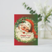 kerstman met Pine Wreate Hartelijk dank Briefkaart (Staand voorkant)