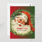 kerstman met Pine Wreate Hartelijk dank Briefkaart (Voorkant / Achterkant)