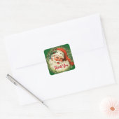  kerstman met Pine Wreate Hartelijk dank Vierkante Sticker (Envelop)