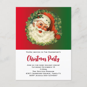 kerstman met Pine Wreath Invitation Briefkaart