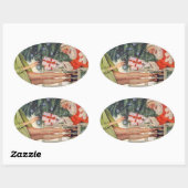 Kerstman met Pinup Meisje Benen met Geëmde Kousen Ovale Sticker (Vel)