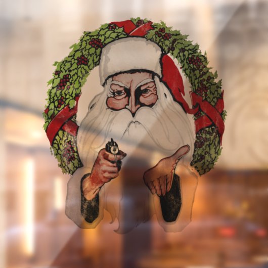 Kerstman met Pistool Raamsticker (Vel 2)