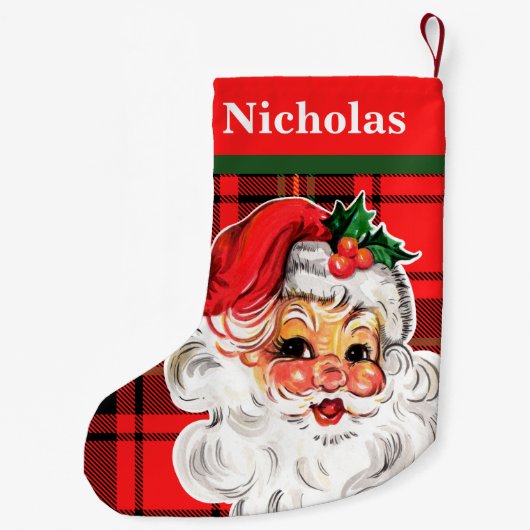 Kerstman met Plaid Achtergrond Kleine Kerstsok (Achterkant)