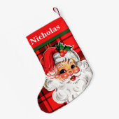  Kerstman met Plaid Achtergrond Kleine Kerstsok (Achterkant (Hangend))