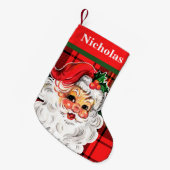  Kerstman met Plaid Achtergrond Kleine Kerstsok (Voorkant (Hangend))