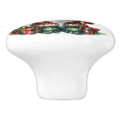 Kerstman met Poinsettia Kerstmis Keramische Knop (Zijkant)